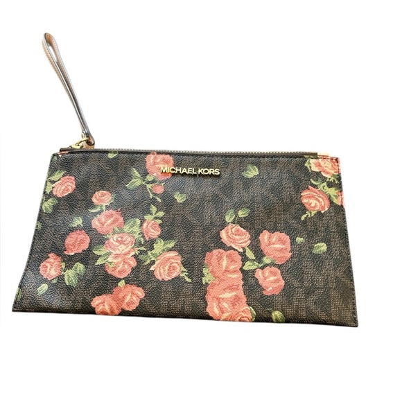 Michael Kors Handbags - Michael Kors Floral Leather Wristlet Clutch